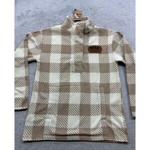 Rivalry Threads MSU Bulldogs Tan Plaid Fleece Quarter Snap Pullover Small 4/6